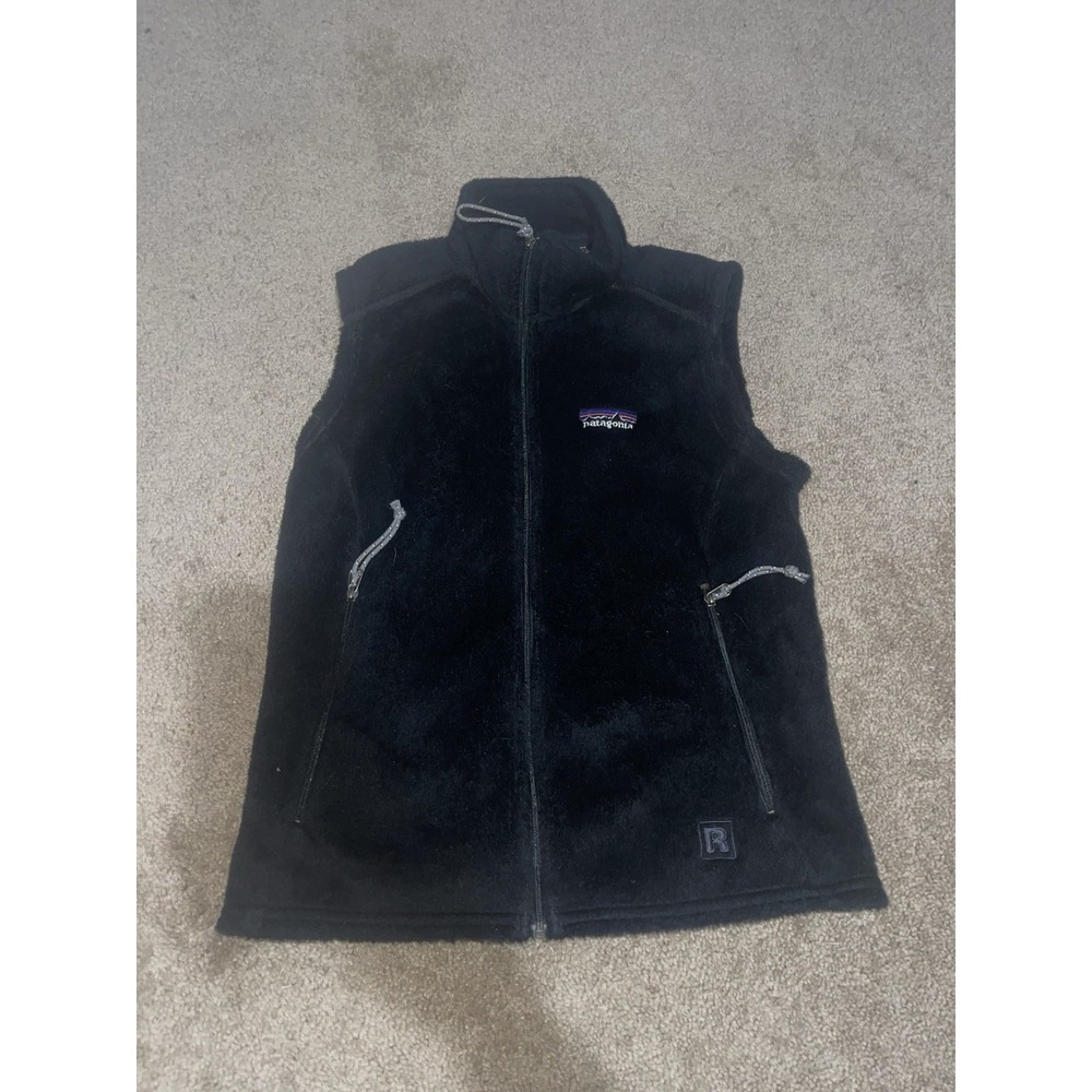 Vintage Patagonia Vest Jacket Women S Black Fuzzy Fleece Hiking Regulator